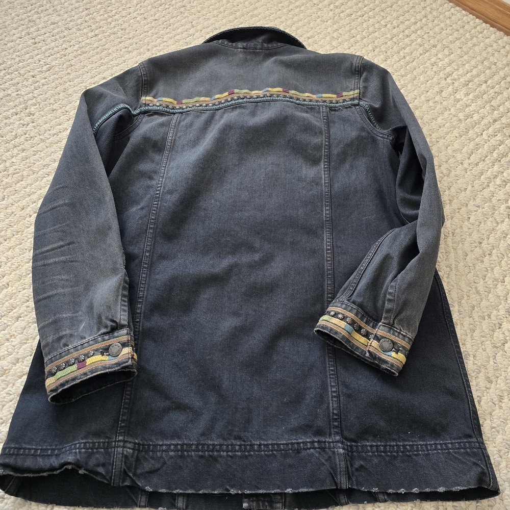 Free People Embellished Military Shirt Jacket Oversized Medium - Picture 14 of 16